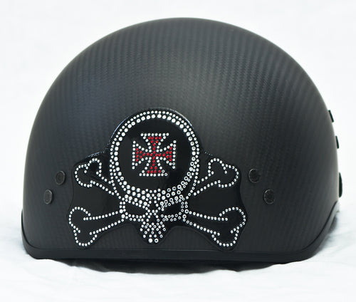 Rhinestone Helmet Patch Skull