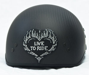 Rhinestone Helmet Patch Live To Ride Heart