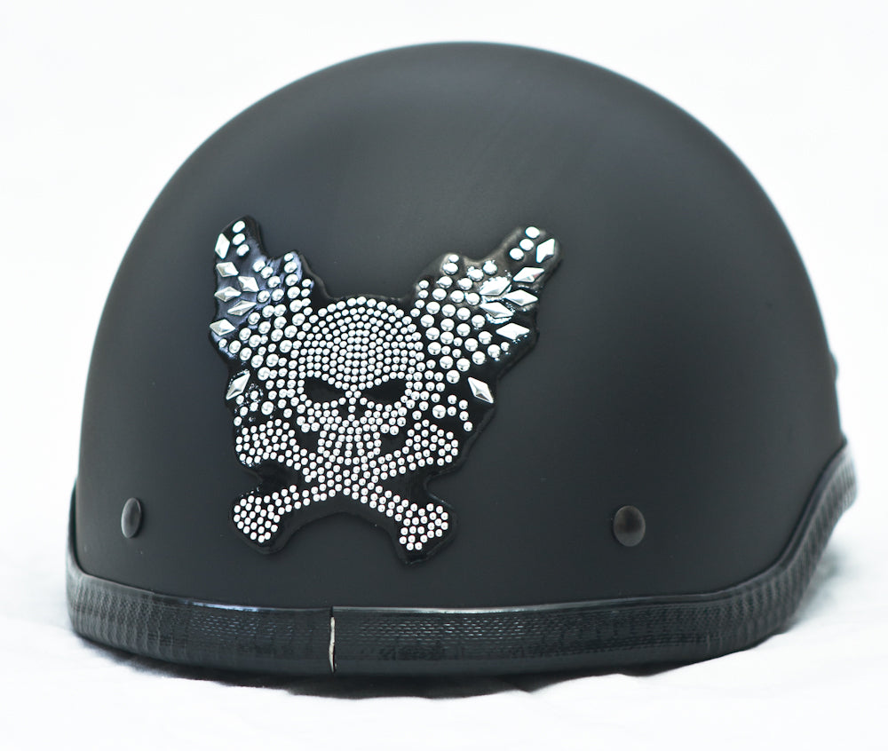 Rhinestone Helmet Patch Winged Skull