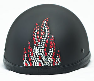 Rhinestone Helmet Patch Small Flame