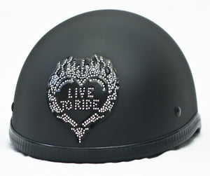 Rhinestone Helmet Patch Small Live To Ride Heart
