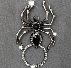 Sunglass Holder Pin Rhinestone Spider