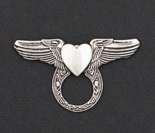 Sunglass Holder Pin Winged Silver Heart