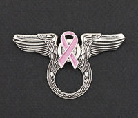 Sunglass Holder Pin Winged Pink Ribbon