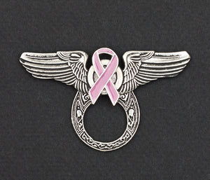 Sunglass Holder Pin Winged Pink Ribbon